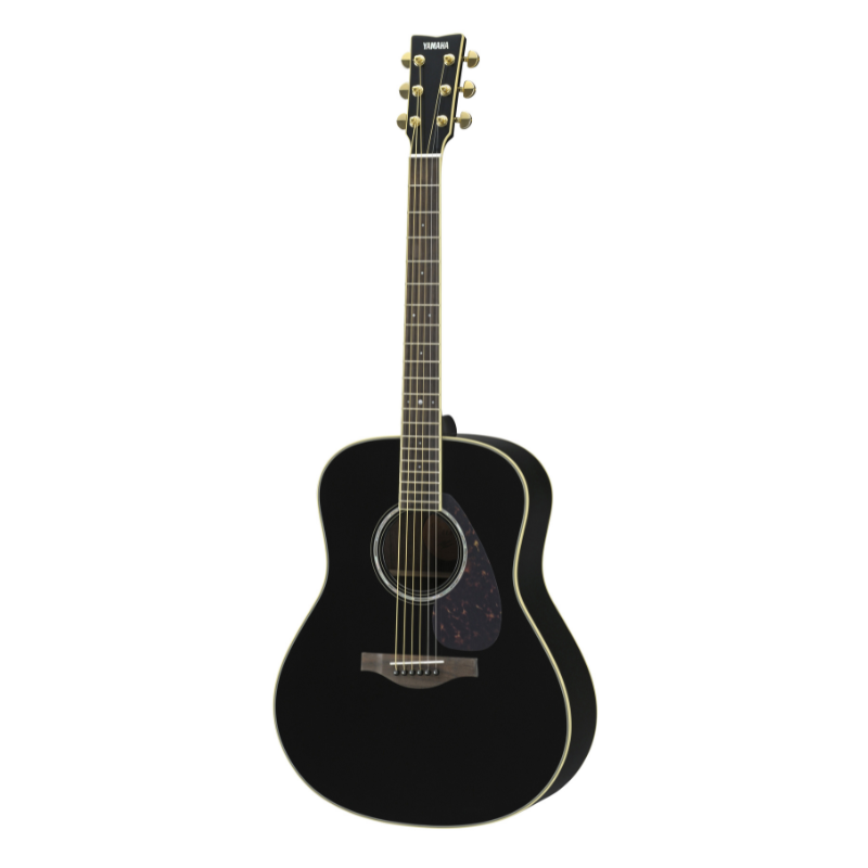 Yamaha LL6 ARE acoustic guitar in Black, front view of the Original Jumbo body