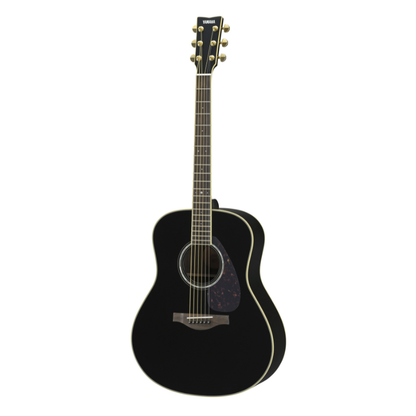Yamaha LL6 ARE acoustic guitar in Black, front view of the Original Jumbo body