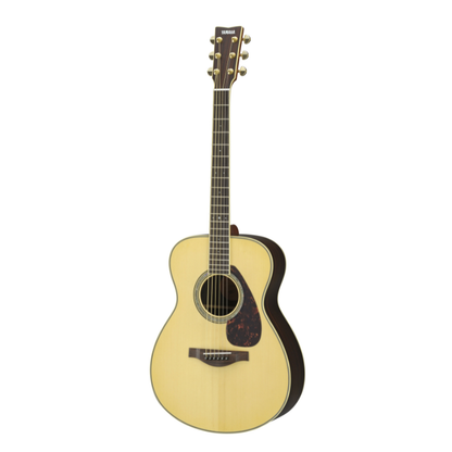 Yamaha LS6 ARE acoustic guitar in Natural, front view of the concert body