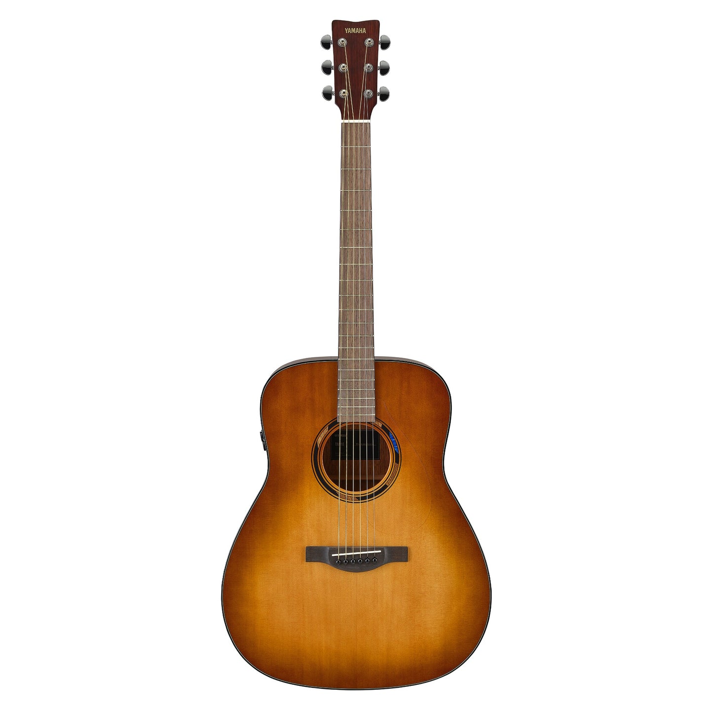 Yamaha TAG1E in Sand Burst, full front view of the dreadnought body