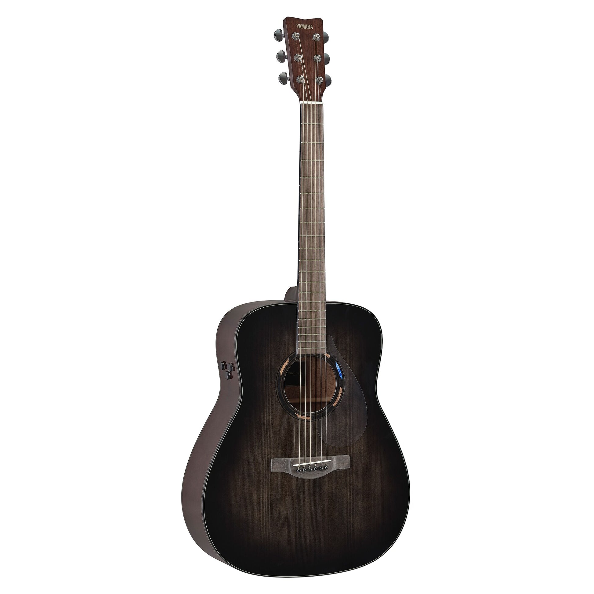 Yamaha TAG1E TransAcoustic dreadnought guitar in Translucent Black, front view