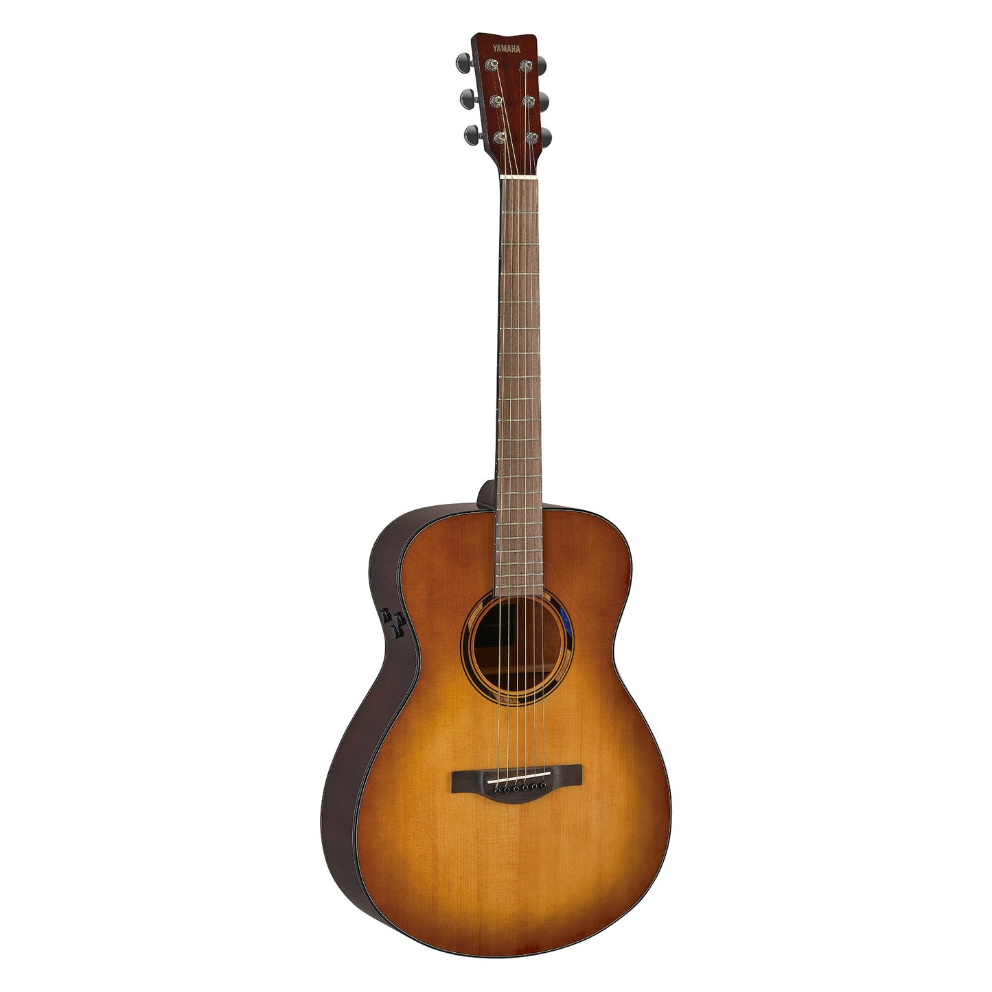 Yamaha TAS1E TransAcoustic concert guitar in Sand Burst, front view