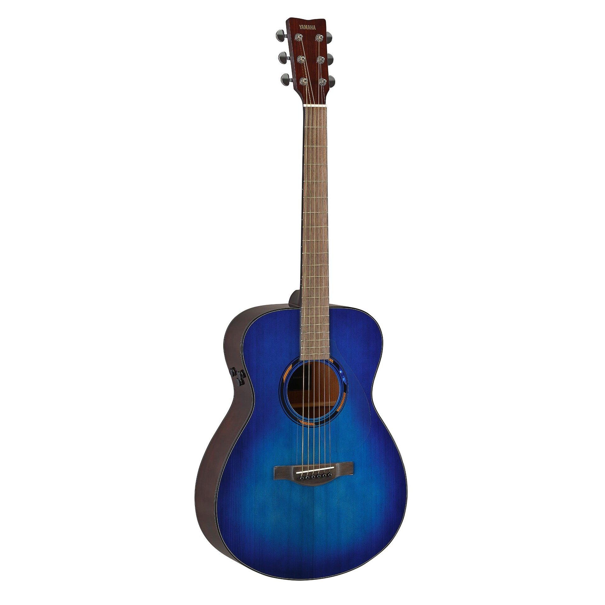 Yamaha TAS1E TransAcoustic concert guitar in Ultra Marine, front view