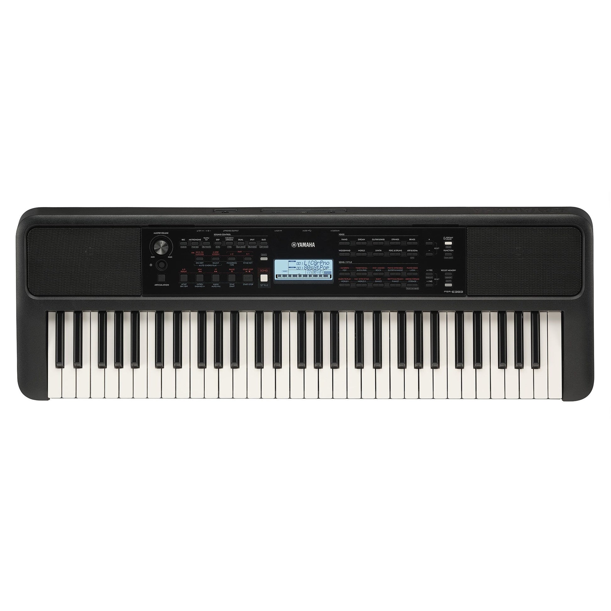 Yamaha PSR-E383 — overhead view