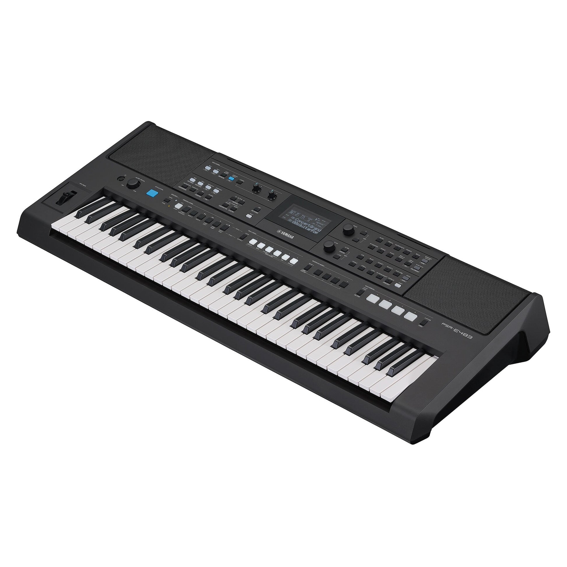 Yamaha PSR-E483 — diagonal side view
