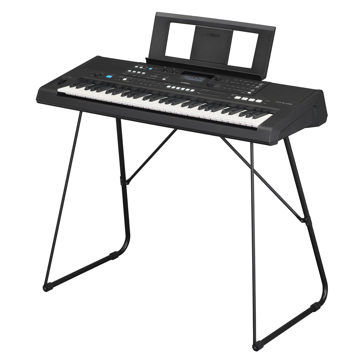 Yamaha PSR-E483 — on Yamaha L-2C keyboard stand