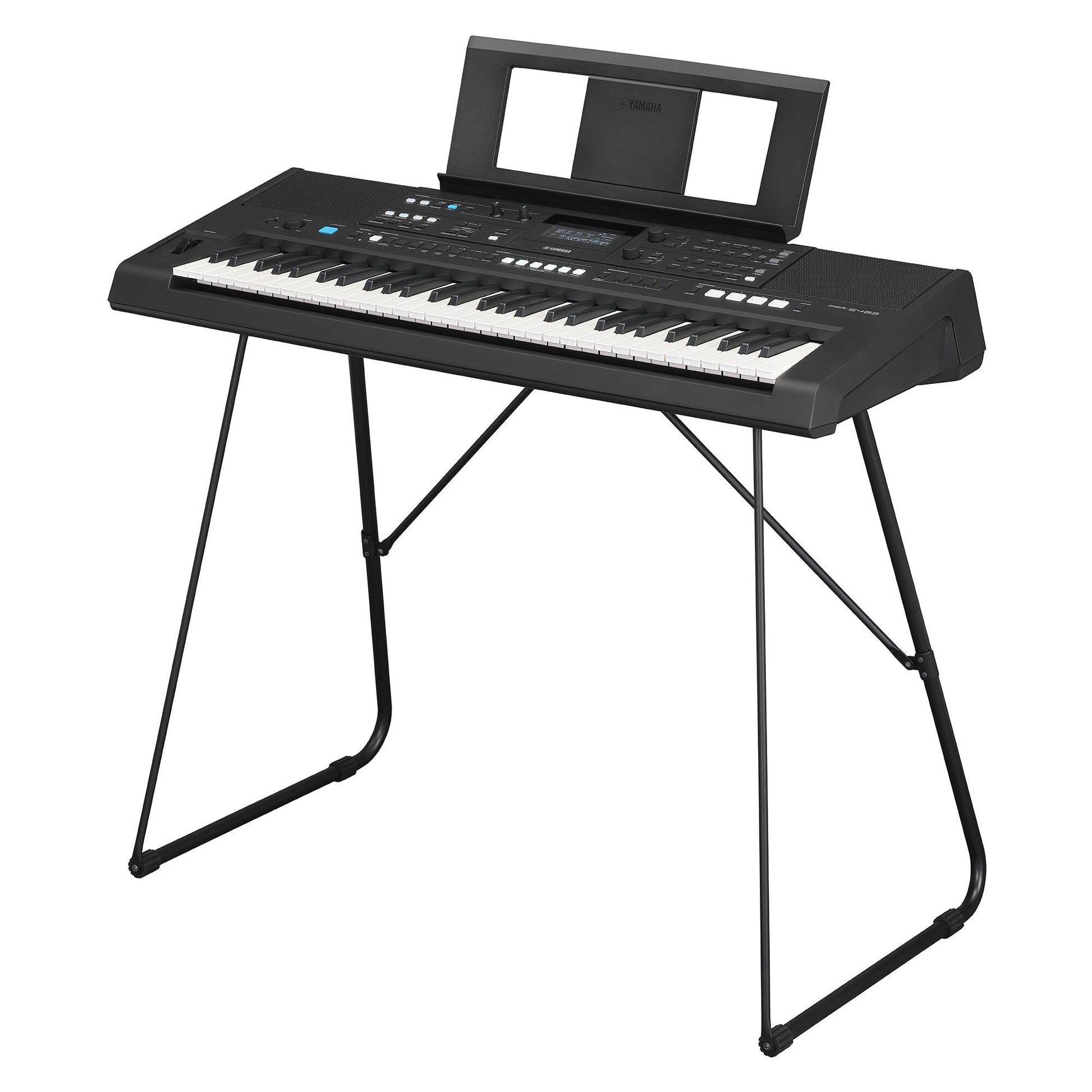 Yamaha PSR-E483 — on Yamaha L-2C keyboard stand