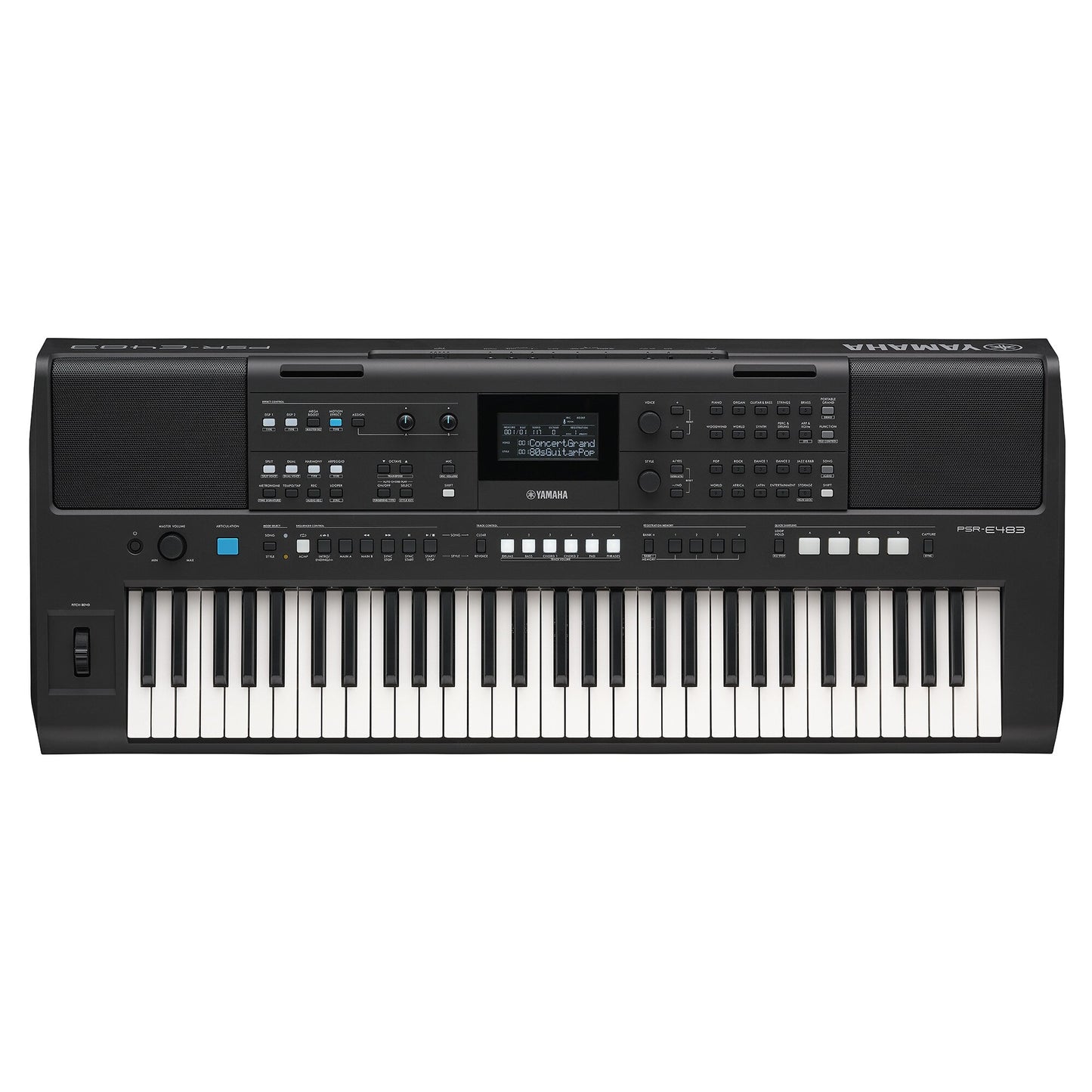 Yamaha PSR-E483 — overhead view