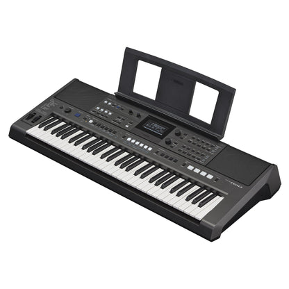 Yamaha PSR-I610 — diagonal side view with music rest