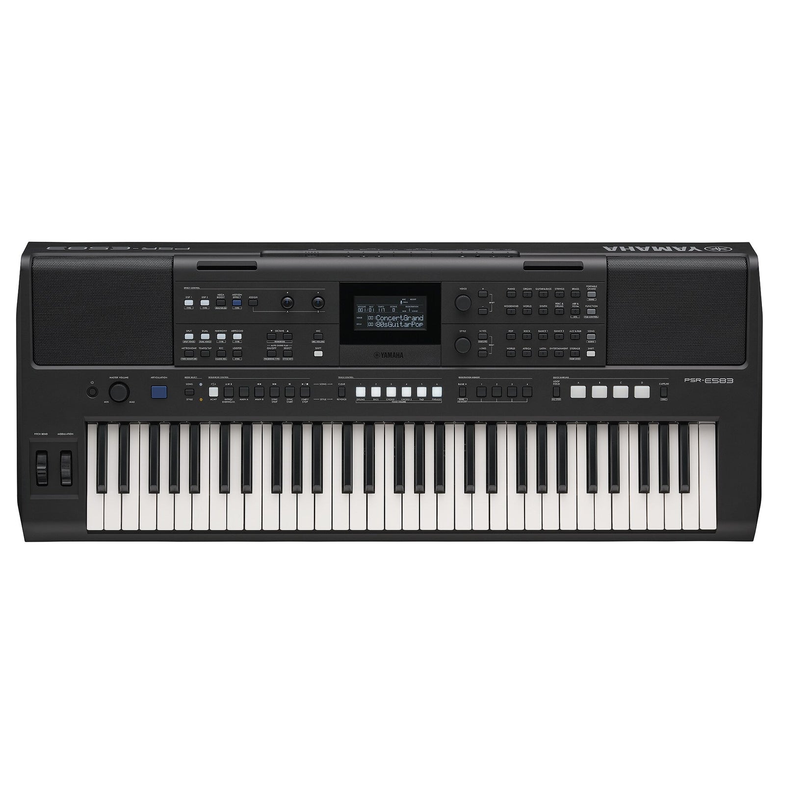 Yamaha PSR-E583 &mdash; overhead view