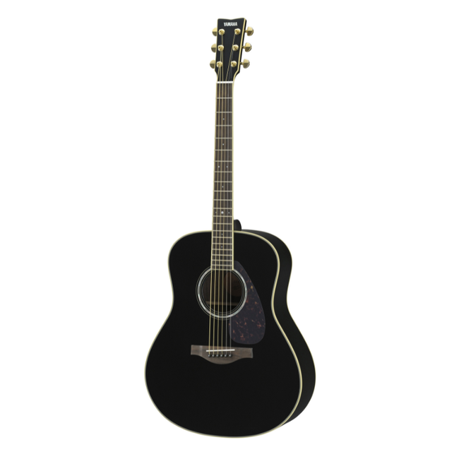 Yamaha LL6 ARE acoustic guitar in Black, front view of the Original Jumbo body