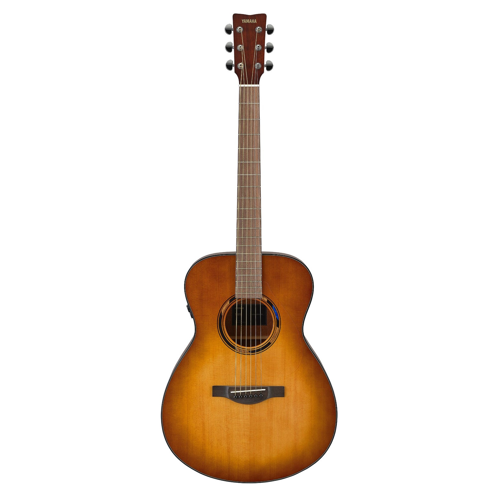 Yamaha TAS1E in Sand Burst, full front view of the concert body
