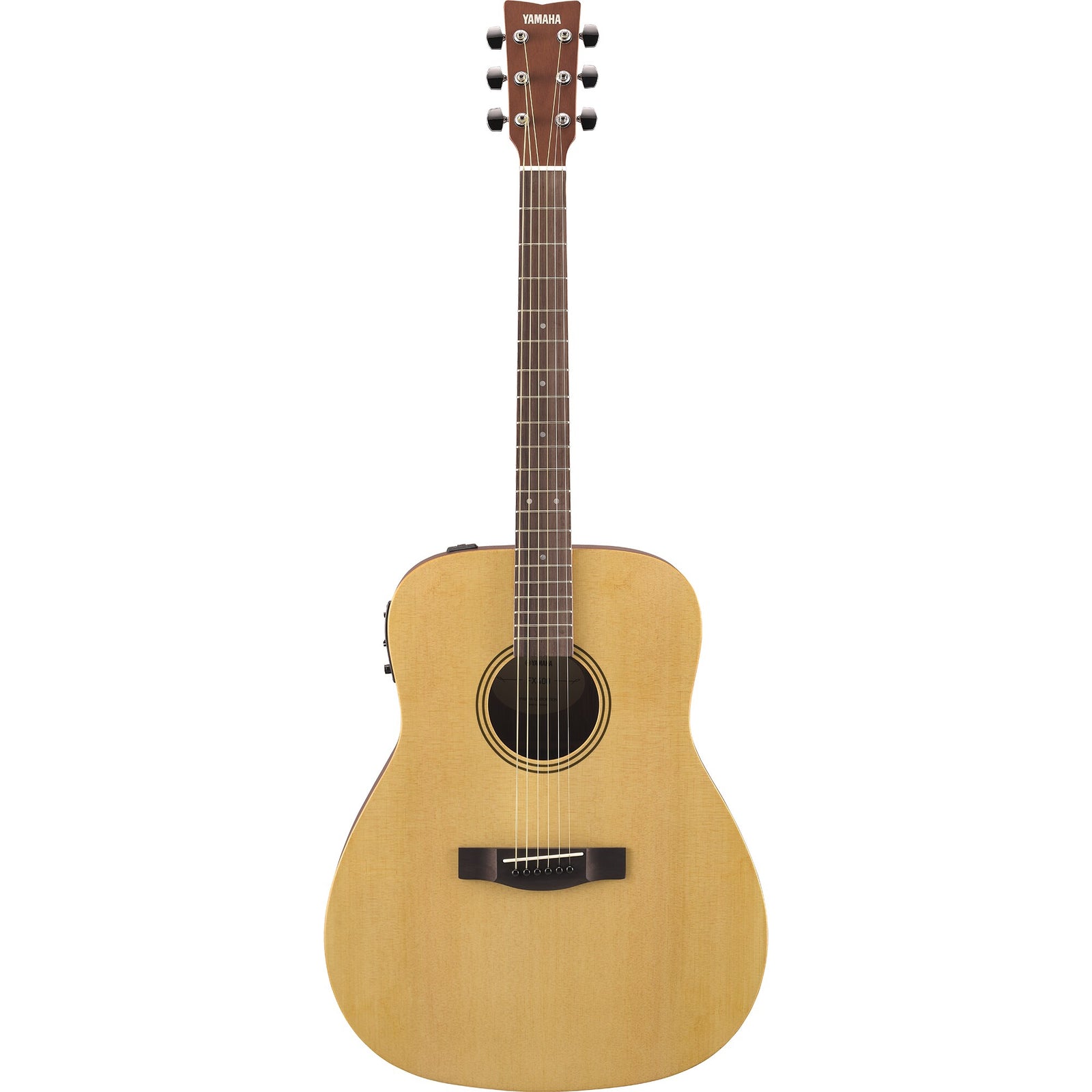 Yamaha FX400 in Natural Satin, straight front view of the dreadnought body
