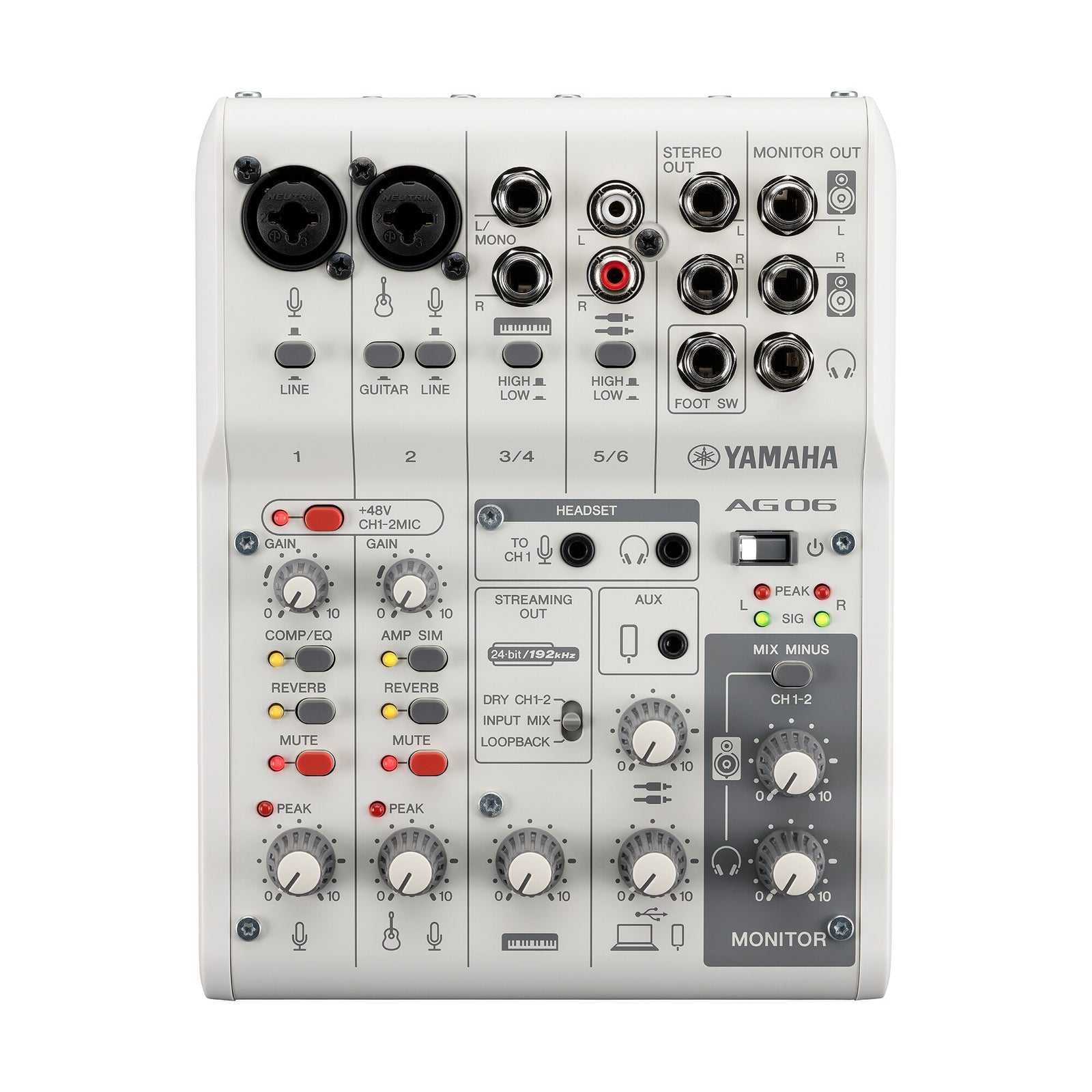Yamaha AG06MK2 6-Channel Live Streaming Mixer & USB Audio Interface &ndash; White