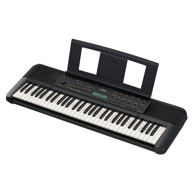 Yamaha PSR-E283 &mdash; diagonal side view with music rest