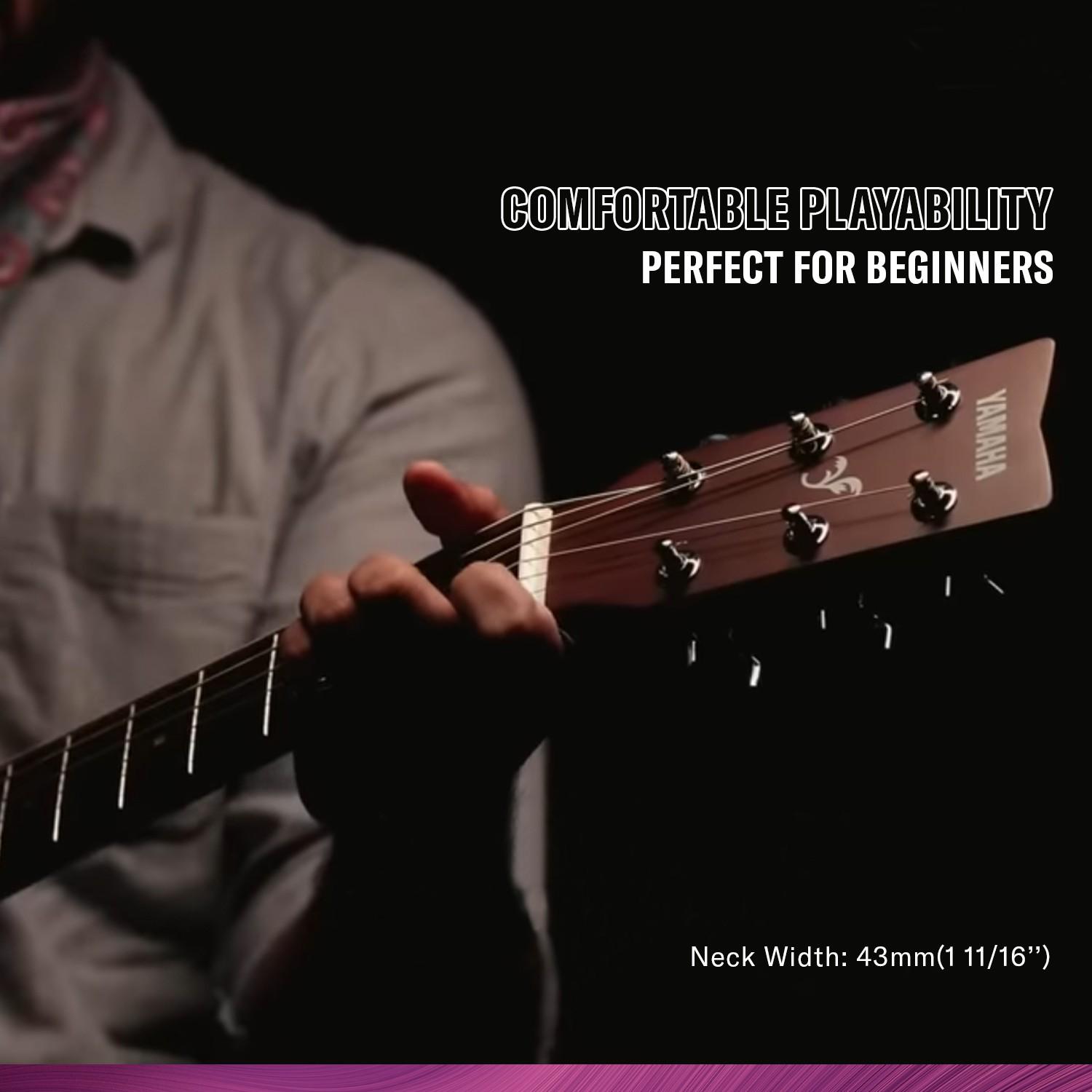 Yamaha F280 neck and fingerboard being played