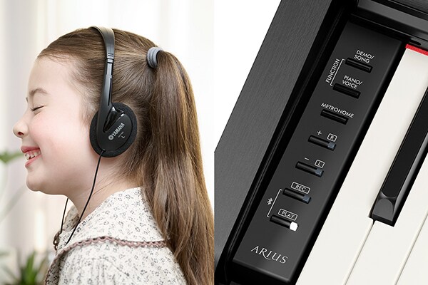 Practising with headphones on the Yamaha Arius YDP-146