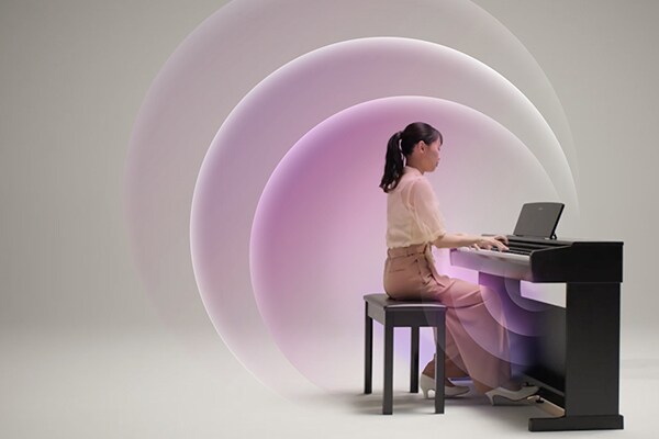 Sound spreading from the diffuser grille of the Yamaha Arius YDP-146