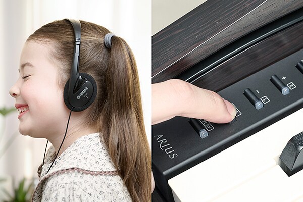 Practising with headphones on the Yamaha Arius YDP-166