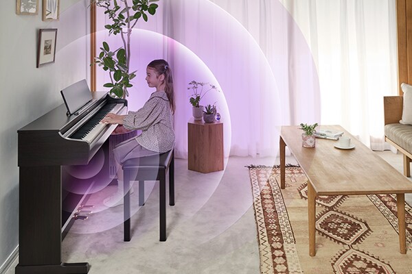 Sound spreading from the diffuser grille of the Yamaha Arius YDP-166