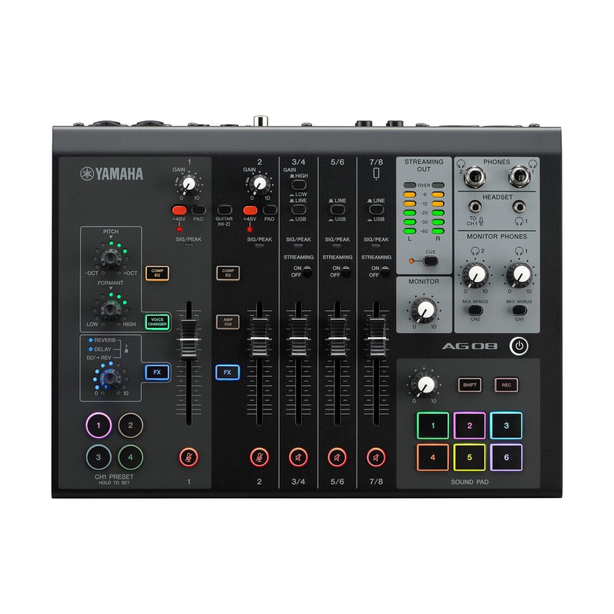 Yamaha AG08 8-Channel Live Streaming Mixer & USB Audio Interface