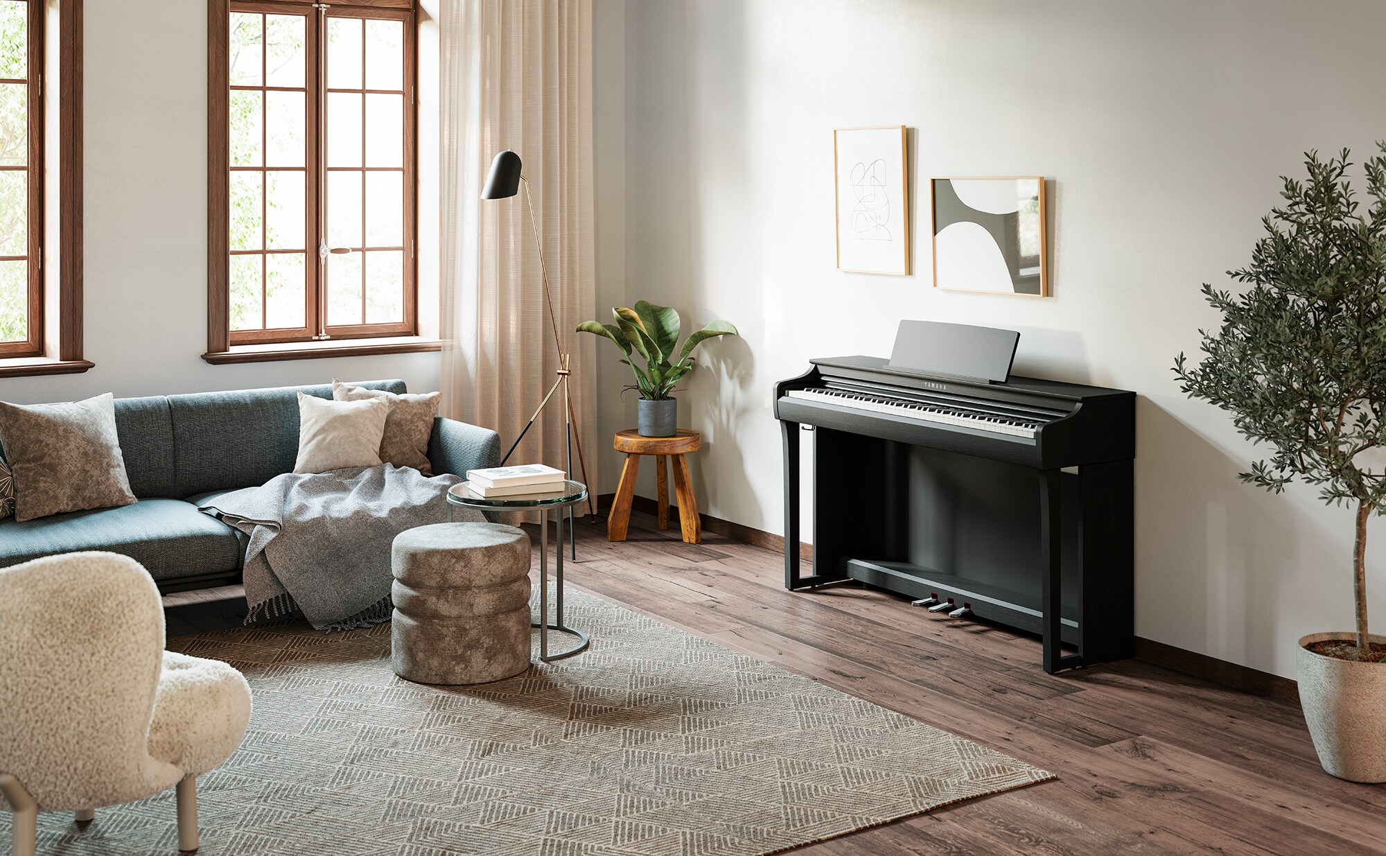 Yamaha Clavinova CLP-825 in Black in a living room