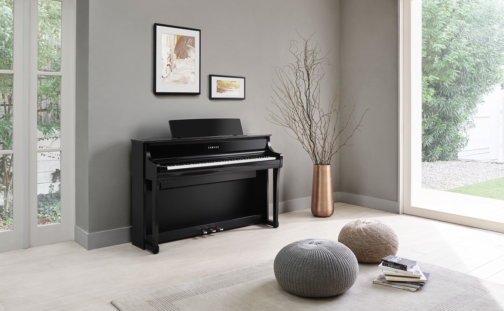 Yamaha Clavinova CLP-875 in Polished Ebony in a living room