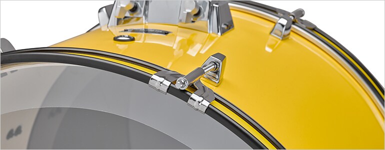 P3-type bass drum head with double-film edge on a Yamaha Rydeen bass drum