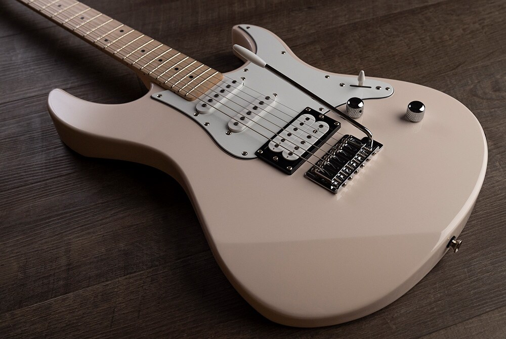 Yamaha Pacifica 112VM electric guitar showing its maple fingerboard