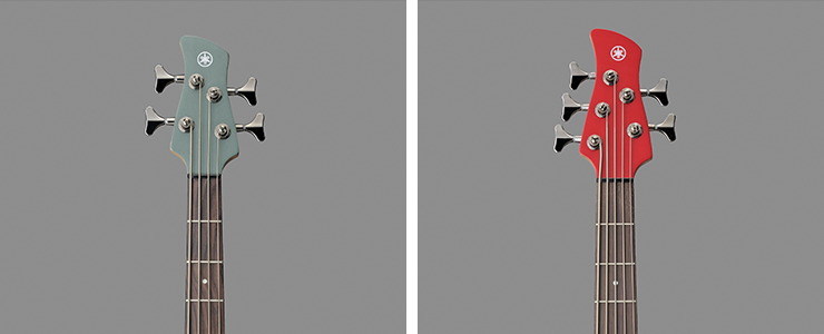 Straight-string-pull headstocks of the Yamaha TRBX300 series basses