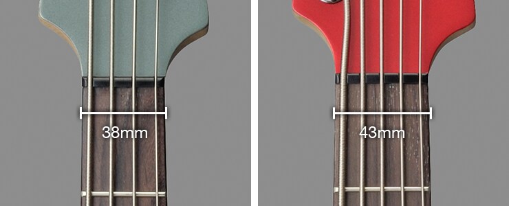 Nut width comparison for the Yamaha TRBX304 and TRBX305 necks