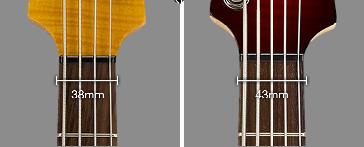 38 mm nut on the Yamaha TRBX604FM 4-string bass neck